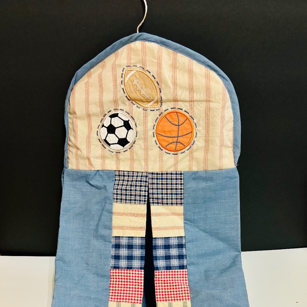 Vintage Kidsline All Star Sports Themed Nursery Hanging Diaper Stacker Holder